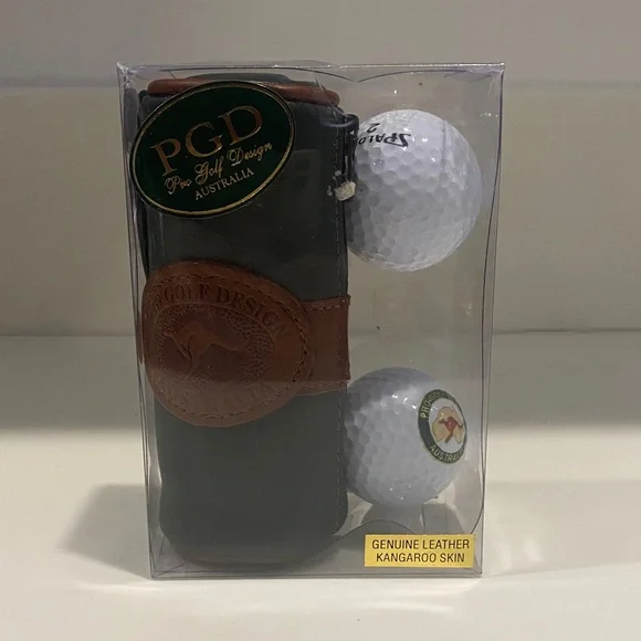 PGD Australia Golf Ball Gift Set with Kangaroo Leather Case and Balls - Picture 1 of 2
